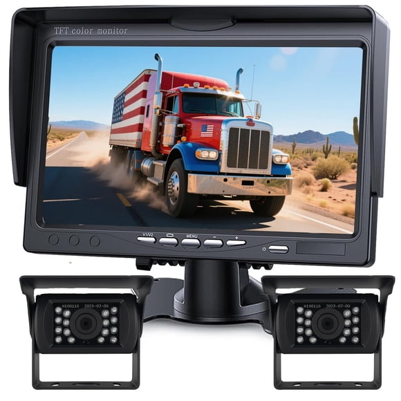 Kit de cámara de reversa ALLRUBY 7" HD 1080P impermeable con doble cámara