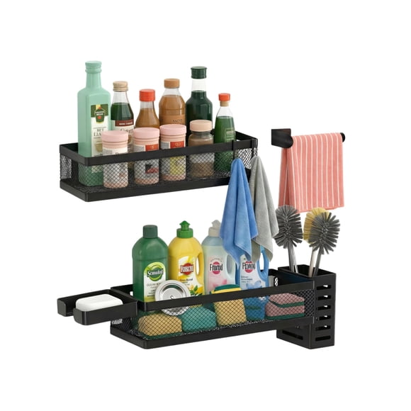 Estante PUSDON 5 en 1 Kit Organizador de Cocina Negro Mate