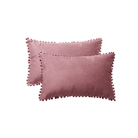 Genérico - Pack De 2 Fundas De Cojín Terciopelo Con Pompones 30X50 Cm Palo Rosa
