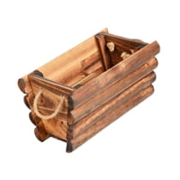Magideal - Contenedor De Plantas De Flores De Madera Rústica Con Mango De Cuerda Accesorio Para Salón, Estudio Y Barra Versátil, Rectángulo De Artesanía Hecha A Tamaño S