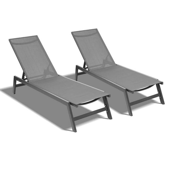 Juego de Reposeras Aluminio Gris Oscuro X2 Midtown