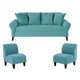 thumbnail image 1 of Living Lua Sofa 3 Cuerpos + 2 Poltronas Felpa Turquesa, 1 of 6