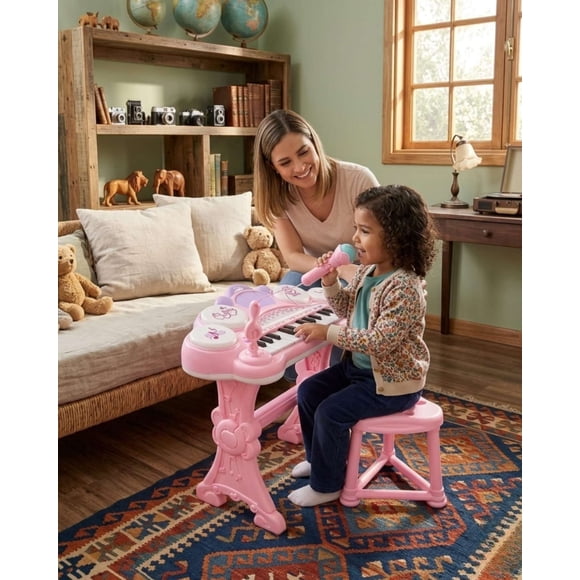 Piano musical set completo con microfono y silla