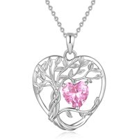 Collar Heshpaws Tree Of Life Heart Birthday Stone 925 Silver