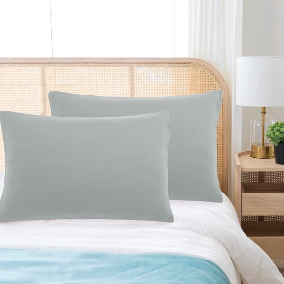 REGALWOVEN 1800 Funda de almohada transpirable de microfibra con cremallera, juego de 2, King Gris 20"x36"