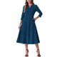 thumbnail image 2 of INSPIRE CHIC Vestido de Trabajo para Mujer Línea A 3/4 Mangas Elegante Vestido Midi Azul Oscuro XL, 2 of 5