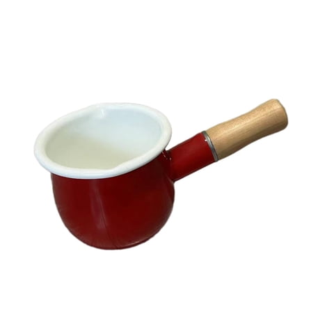 Magideal - Mini Cacerola Para De 17 , Cacerola Pequeña Para Sopa, Utensilios De Cocina Pequeños Multiusos Con Mango De Madera Para Té, Agua Hirviendo, Rojo