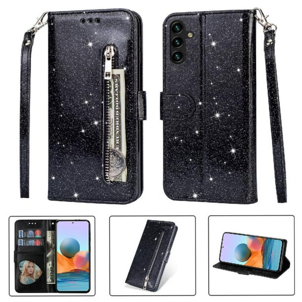Funda para FOXDOCK Elegante funda Samsung Galaxy M13 5G Glitter con cremallera-Ideal para el uso diario