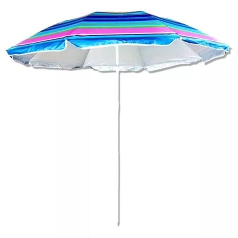 Genérico - Sombrilla Reclinable 2.20 Mts Diametro Playa Camping Diseño Rayas Colores Variados