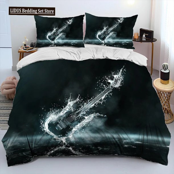 x2586 Bed Sheets Classical Guitar Electric Guitar Comforter Bedding Set,Duvet Cover Bed Set Quilt Cover Pillowcase, Size Bedding Set 3-Piece Bedding Set (1 Duvet Cover + 2 Pillow Shams) nj2586