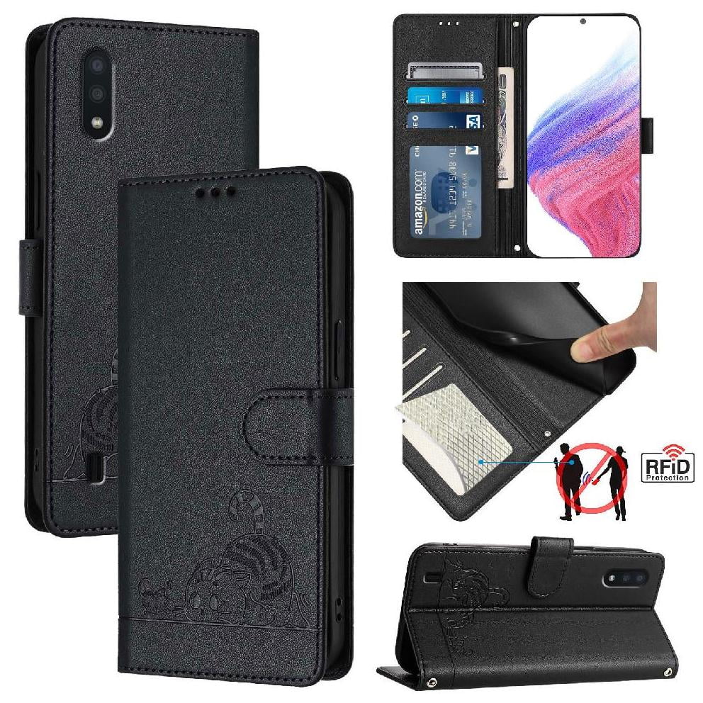 Funda Tipo Cartera Foxdock Para Samsung Galaxy A10 Con Soporte, Ranuras, Rfid, Diseño De Gato
