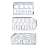 Magideal - Plantilla De Dibujo Y Regla Geométrica Multifuncional, Regla De Medición, Plantillas De Plantilla Redonda Circular Para Escribir, Edificio De Oficinas