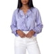 thumbnail image 2 of INSPIRE CHIC Camisas de Mujer con Botones y Volantes, Blusas de Manga Larga con Cuello en V con Lazo, Talla Grande Púrpura, 2 of 6