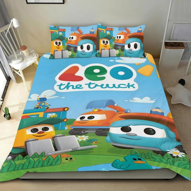 Leo el Camión Conjunto de sábanas temático, trío de piezas, cómodo y amigable con la piel, diseño único, regalo de decoración para el hogar para familiares, amigos y fans,140cm *210cm