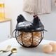 thumbnail image 2 of Cesta para huevos de gallina de alambre de hierro, cesta para recoger huevos de encimera con tapa de cerámica para recoger huevos frescos, color negro, 2 of 8