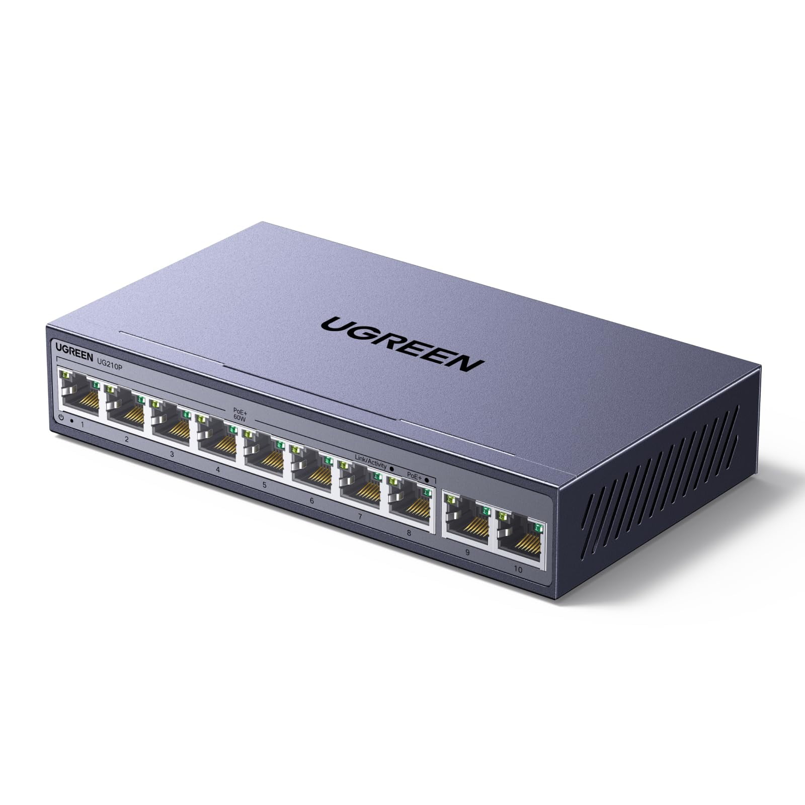 Switch Ethernet Ugreen De 10 Puertos Poe+ 60w Con 2 Puertos Gigabit Uplink