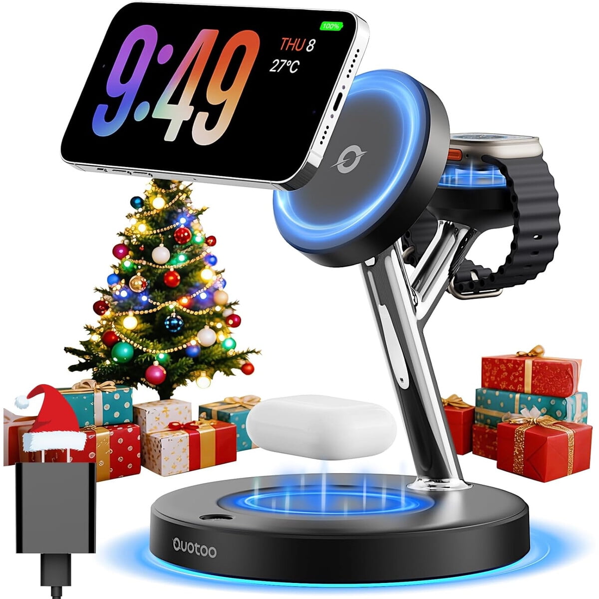 Ouotoo - Cargador 3 En 1 Magsafe Para Iphone Apple Watch Airpods