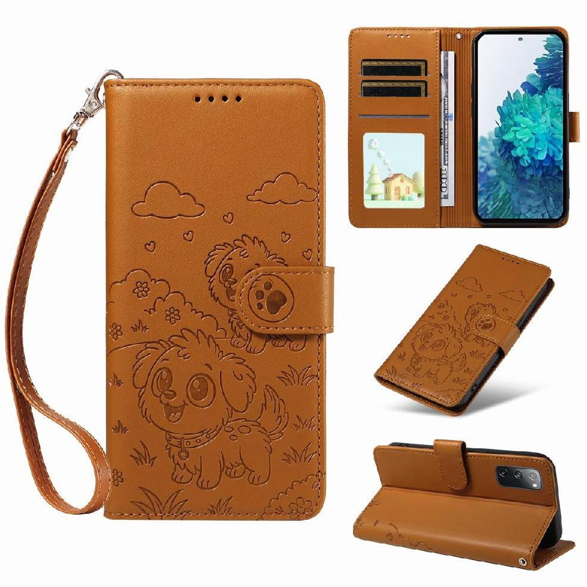 Funda Billetera Foxdock Compatible Con Samsung Galaxy S20 Fe, Diseño Perrito Tierno, Ranuras Para Tarjetas Y Soporte Plegable
