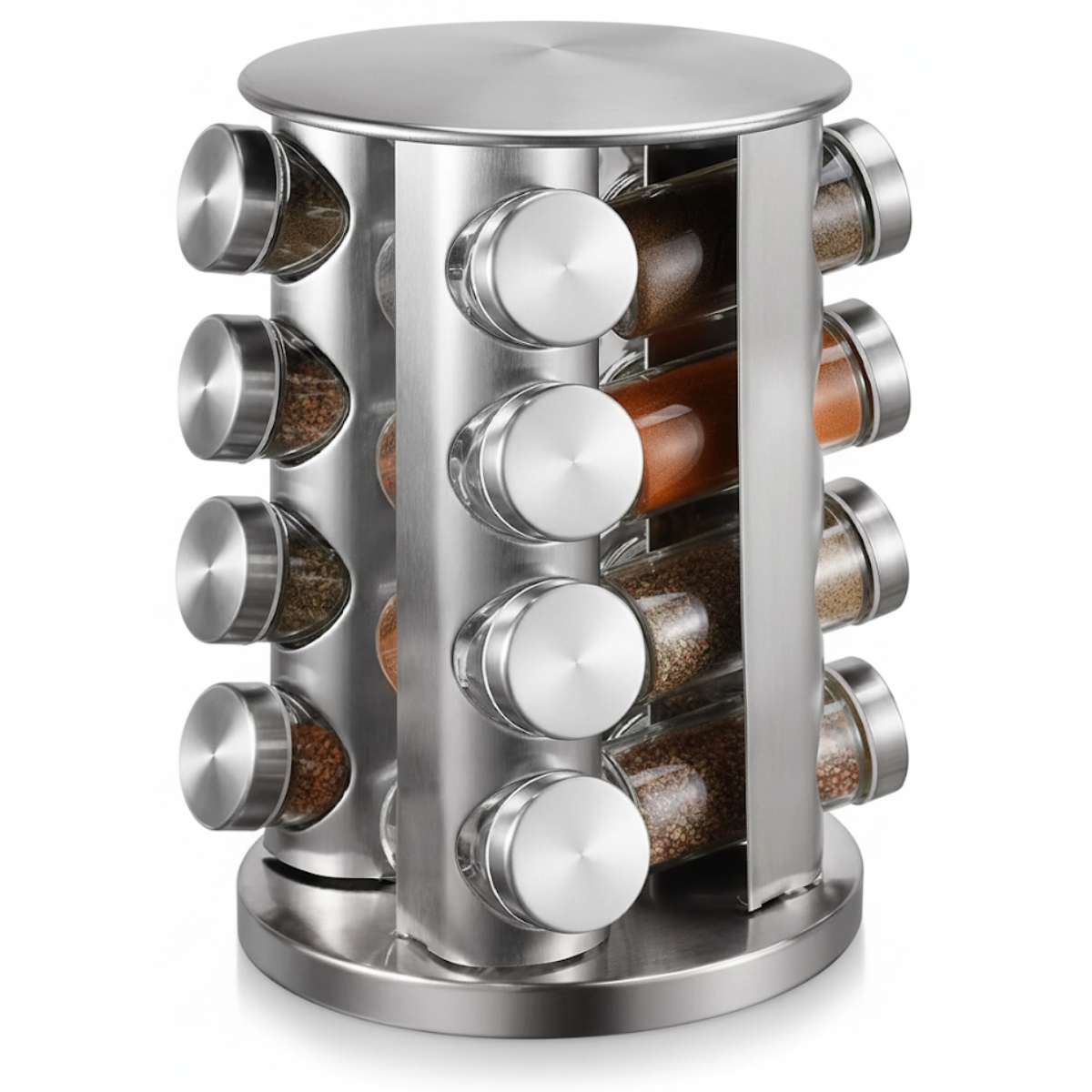 Genérico - Set Especiero Giratorio Acero Inoxidable 16 Frascos