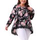 thumbnail image 1 of Agnes Orinda Conjuntos de Halloween para Mujeres Tallas Grandes Cuello Redondo con Encaje, Blusa Floral de Línea A con Dobladillo Alto Bajo, Túnica Tops 4X Negro, 1 of 5