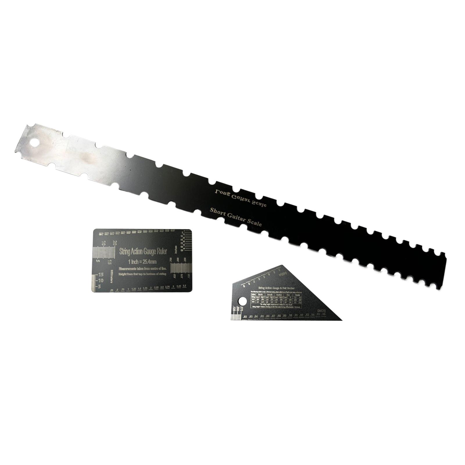 Magideal - Regla Para Cuello De Guitarra, Herramienta Luthier Recta Con Muescas En El Cuello De Guitarra De Acero Inoxidable Para La Mayoría De Los Diapasones De