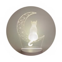 Genérico - Lámpara Led De Mesa 3D Usb Luz Gato Y Luna
