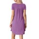 thumbnail image 3 of INSPIRE CHIC Vestido de Dormir para Mujer con Cuello en V, Manga Corta, Abertura Lateral y Ribete en Contraste para Primavera Verano 2XL Gris Púrpura, 3 of 6