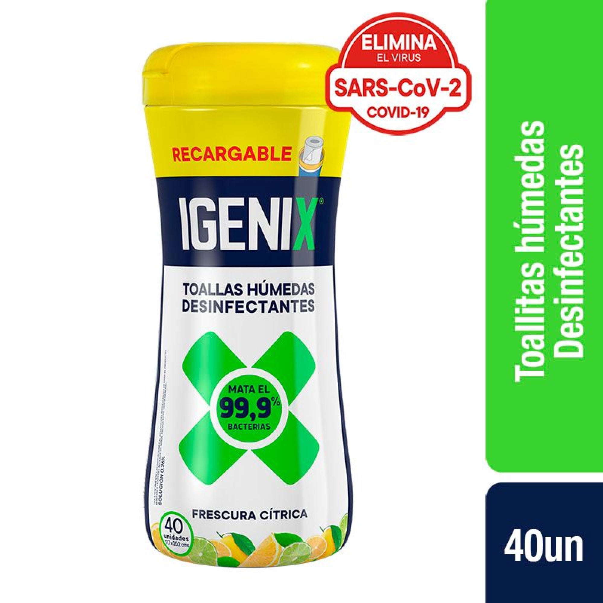 Toallitas Desinfectantes Frescura Cítrica Tarro 40 Un Igenix