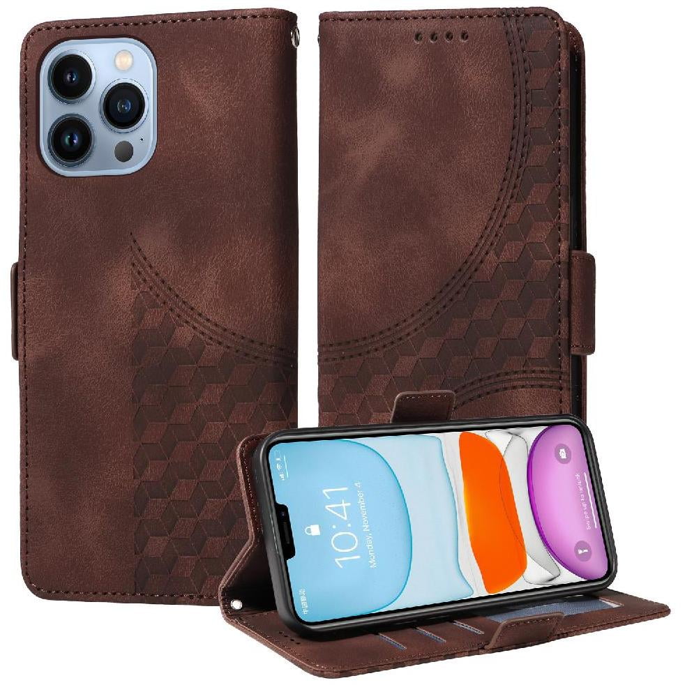 Carcasa Foxdock Iphone 12 Pro Max De Cuero Pu, Diseño Acolchado Clásico, Protección Contra Caídas Y Rayones