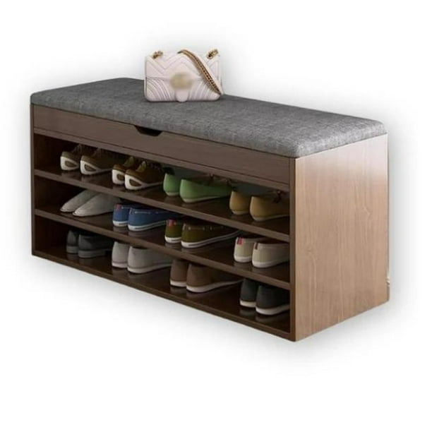 Zapatero De Pie Libre, Taburete Cambiador De Zapatos, Taburete De Puerta Color Roble
