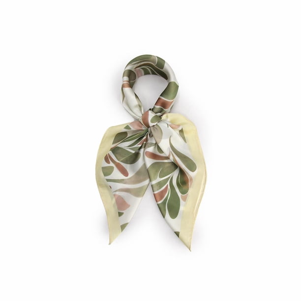 Pañuelo tipo seda 70 x 70 estampado casual elegante verde Talla Única