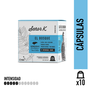 Café Señor K - Cápsulas Espresso Tueste Suave El Bosque Señor K 10 Unidades