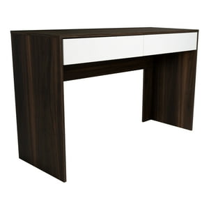 Fmfurniture - Escritorio 2 Cajones Fm-036O Café Oscuro Y Blanco