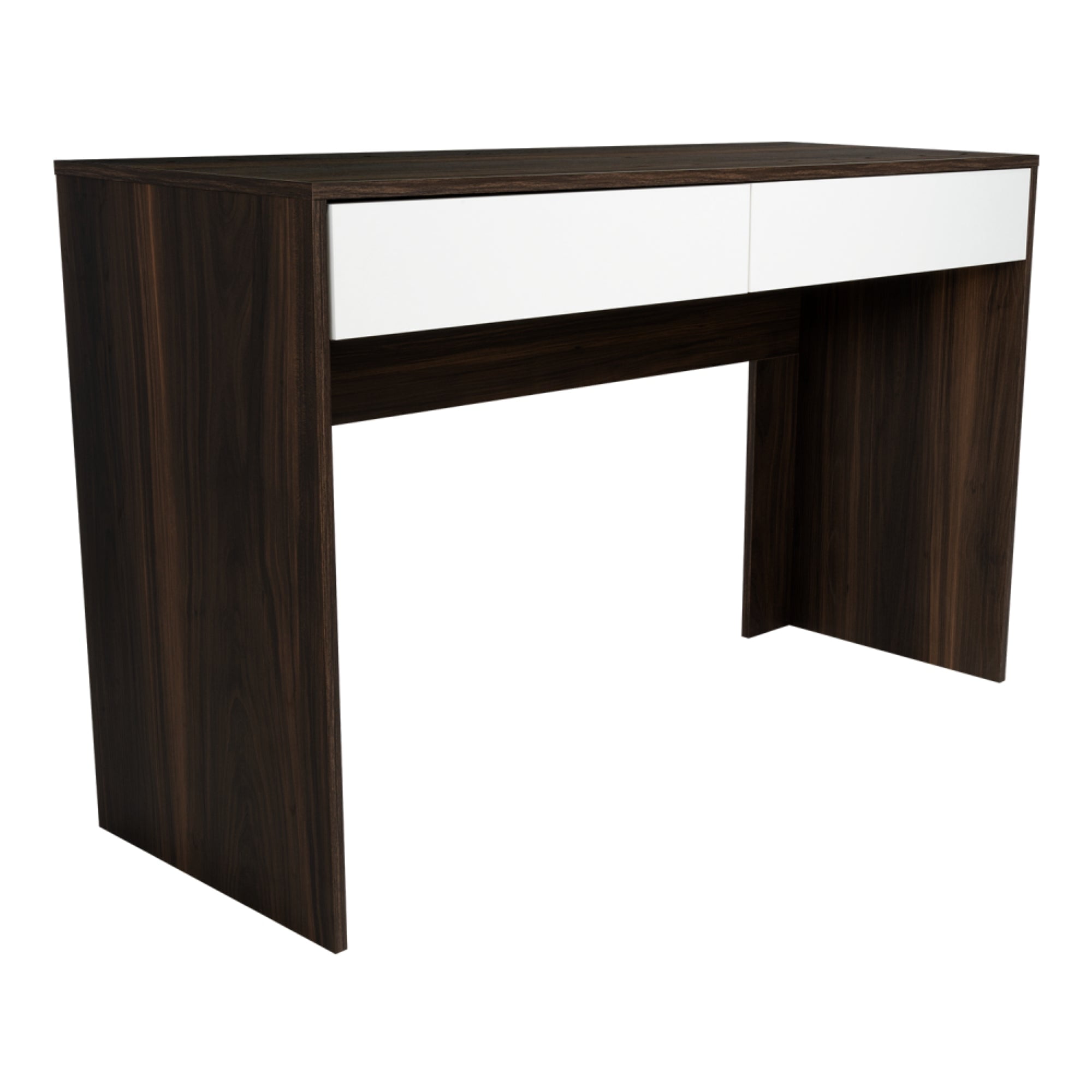 Fmfurniture - Escritorio 2 Cajones Fm-036o Café Oscuro Y Blanco