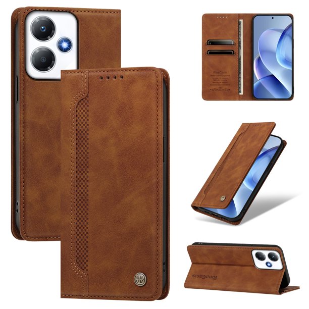 Funda Billetera para Infinix Hot 30 Play Imán y Resistente Marrón