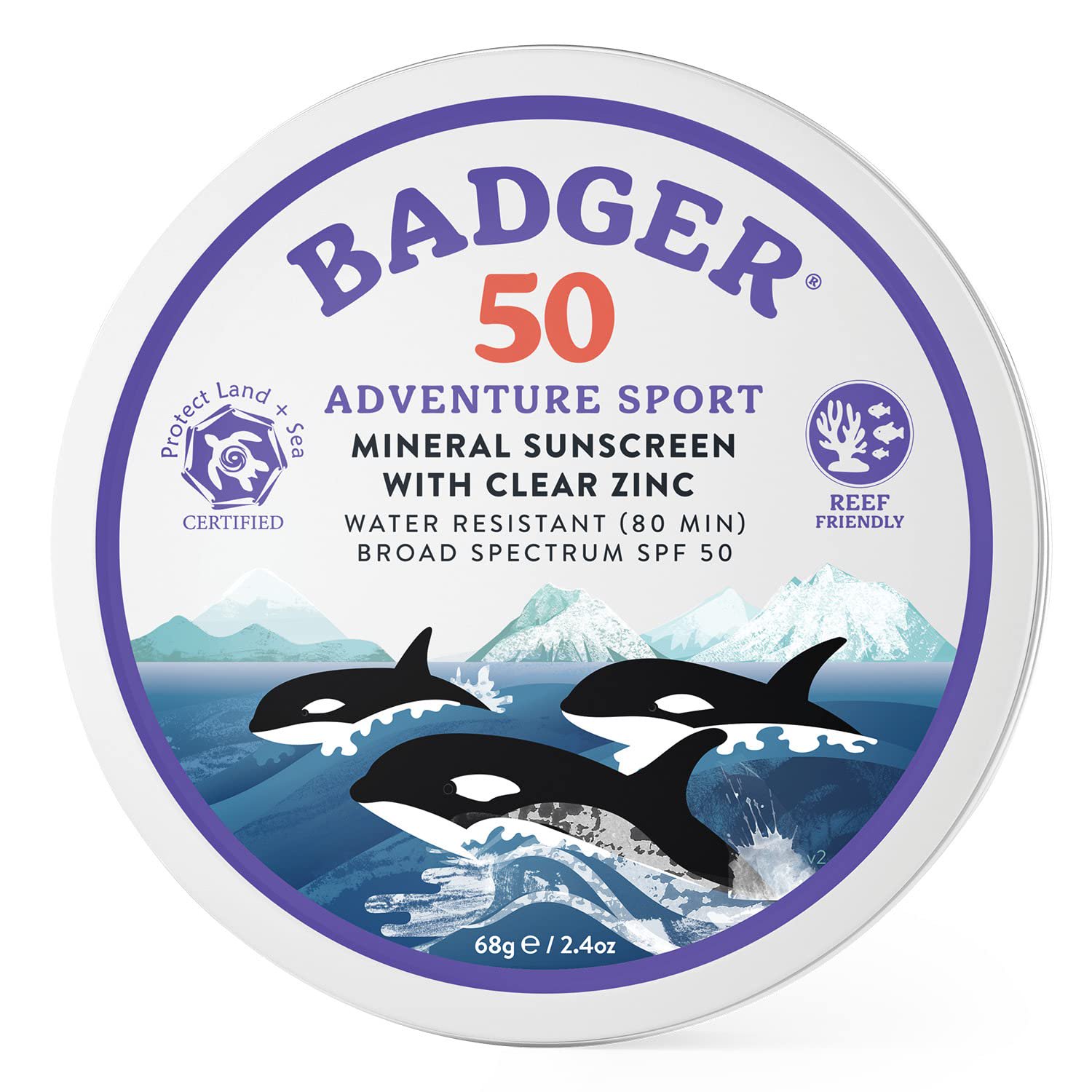 Protector solar Badger biodegradable FPS 50, lata metálica de 70 ml