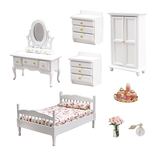 Gazechimp - Mini Muebles De Casa De Muñecas, Juegos De Dormitorio, Accesorios De Escena De Vida 1:12, 8 Uds.