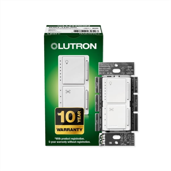 Control de ventilador y atenuador de luz Lutron MACL-LFQ-WH, color blanco