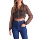 thumbnail image 1 of INSPIRE CHIC Chaqueta Bomber Crop para Mujer de Malla Transparente Ligera con Mangas Largas L Marrón, 1 of 6