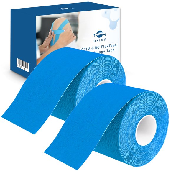 Cinta Kinesiológica Axion 2 Rollos 5 m Algodón Elástico Azul