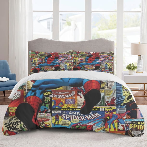 Spider-Men Bedding Sets Cartoon Duvet Cover Lightweight 3 Piece Bet Sets for Kids Boys Girls