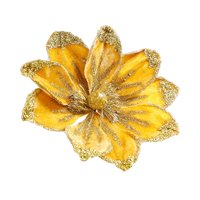 Magideal - Adornos Florales De Magnolia Para Decoración Navideña, Decoración Navideña Para El Hogar, Tallos De Flores Artificiales Con Purpurina Para Interiores Oro