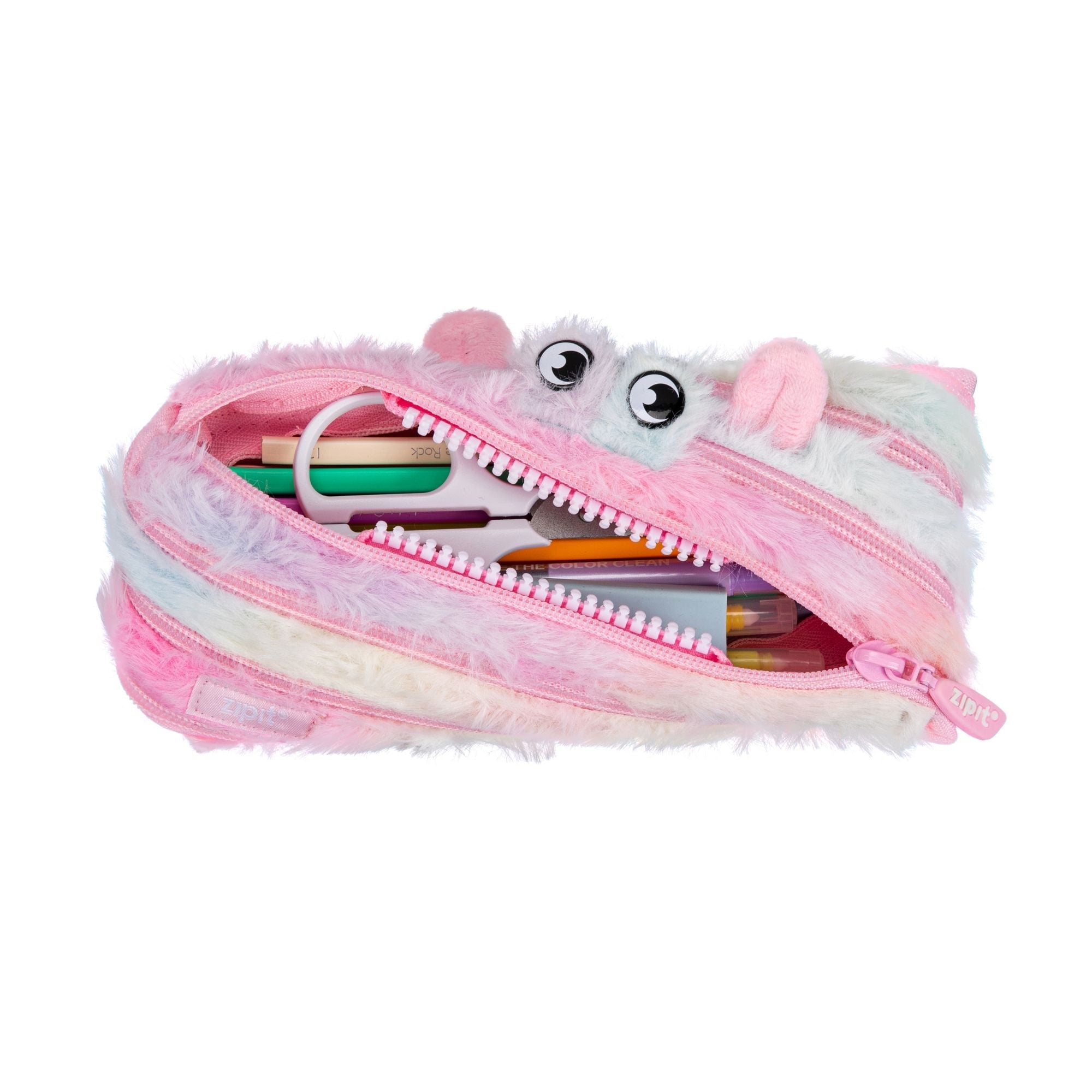 Estuche De Faber-castell Furry Monster Rosado Y Amarillo
