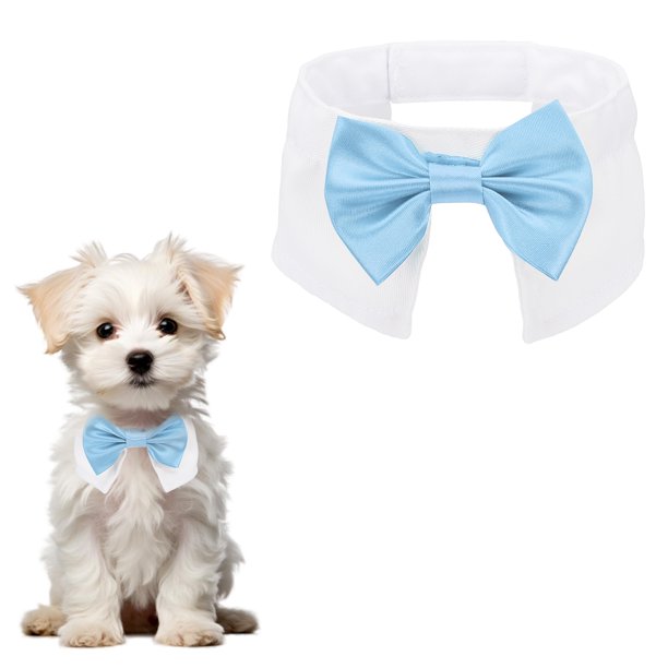 Uxcell Pajarita para Perro, Pajarita de Esmoquin con Collar Ajustable Collar de Mascota Lindo Pajarita Elegante con Gancho y Bucle (Algodón, L, Azul Claro), para Boda de Mascota Bandana Cumpleaños