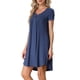 thumbnail image 4 of INSPIRE CHIC Vestido de Dormir para Mujer con Cuello en V, Manga Corta, Abertura Lateral y Ribete en Contraste para Primavera Verano S Azul, 4 of 6