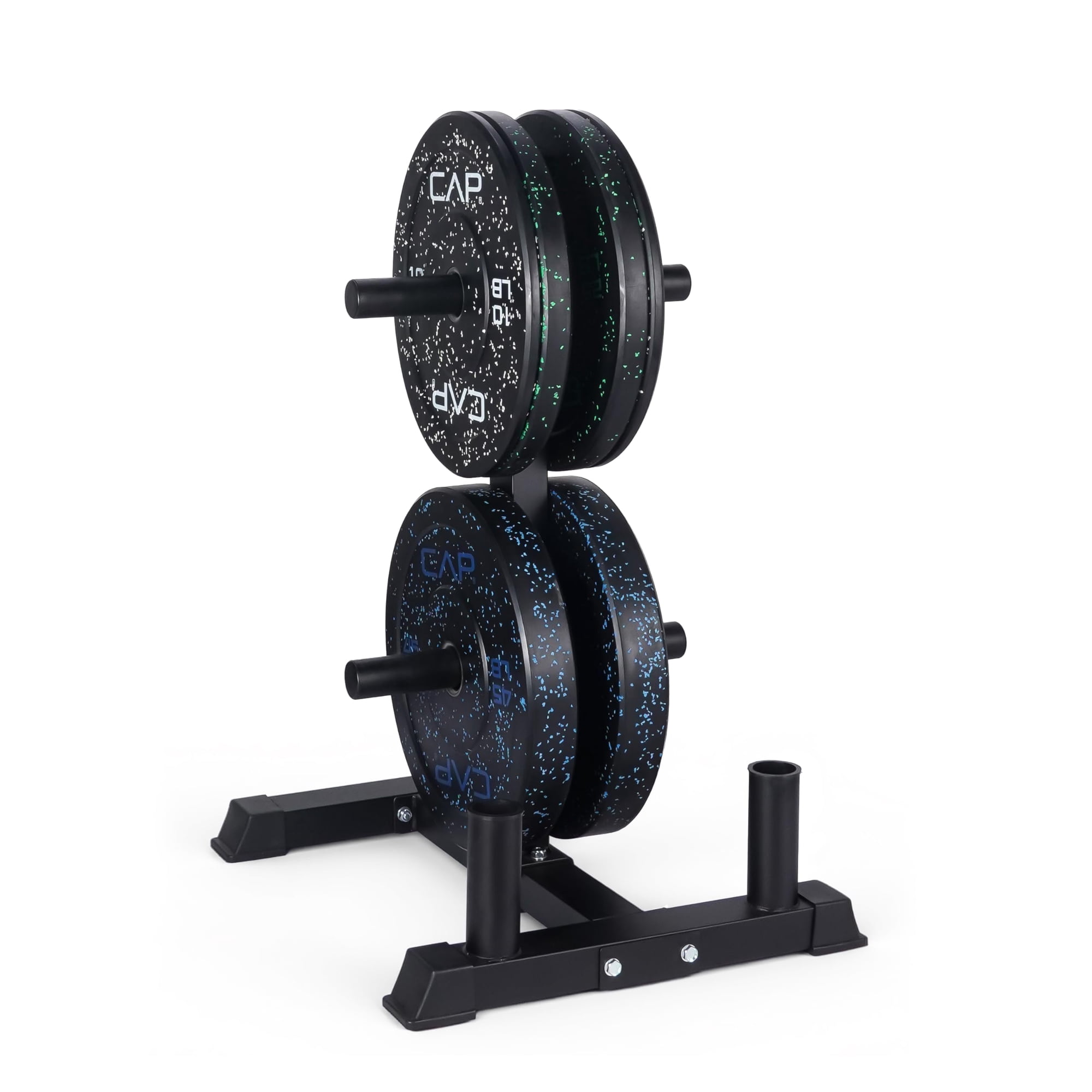 Set De Discos De Peso Cap Barbell De 160 Lb Con Rack De Almacenamiento