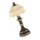 thumbnail image 2 of 1/12 casa de muñecas miniatura mesa escritorio lámpara columna bronce pantalla beige, 2 of 5
