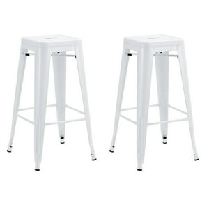 Itahome - Set De 2 Pisos De Bar Metal Tolix Blanco