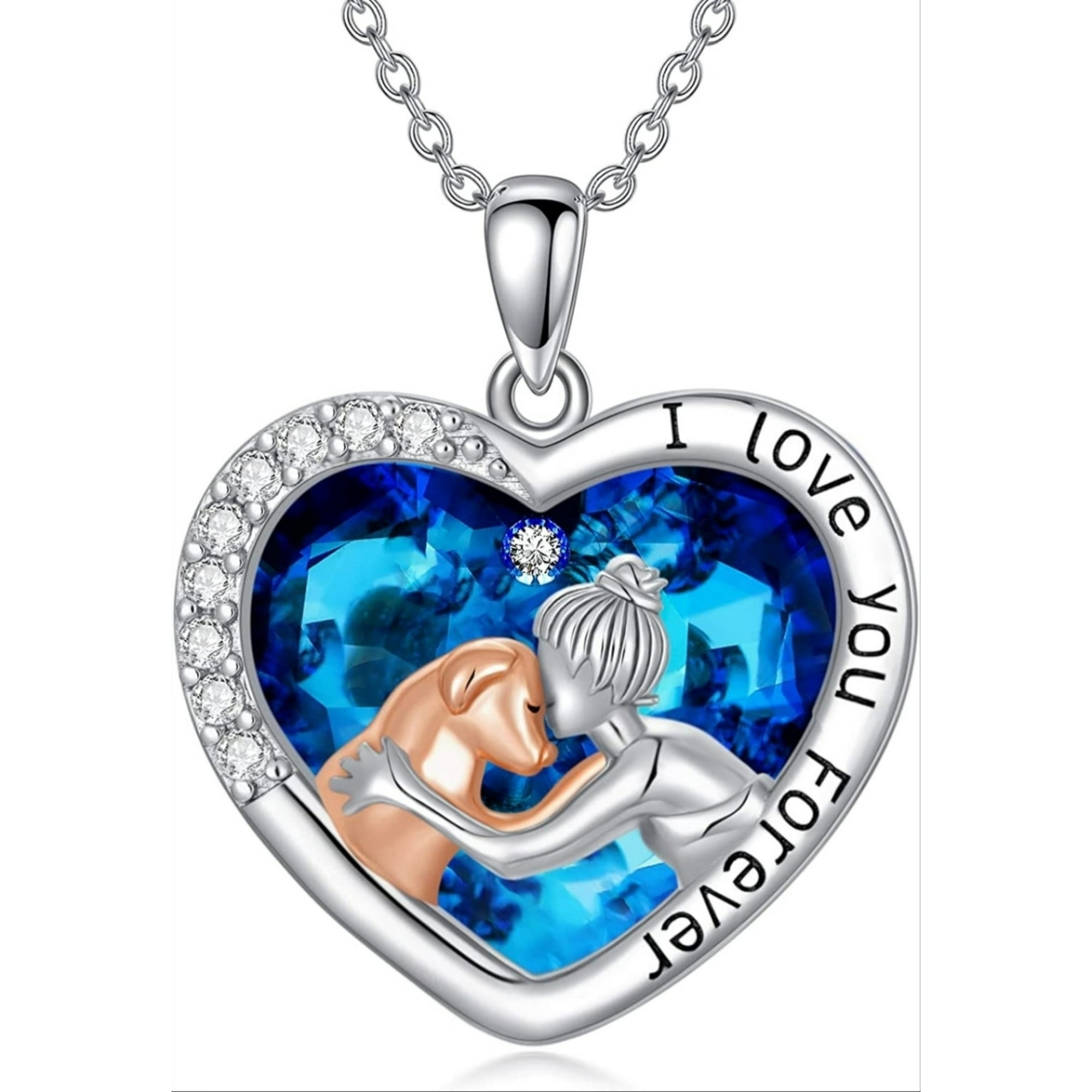 Vousez - Collar Mujer Perro Cristal Corazón Plata 925