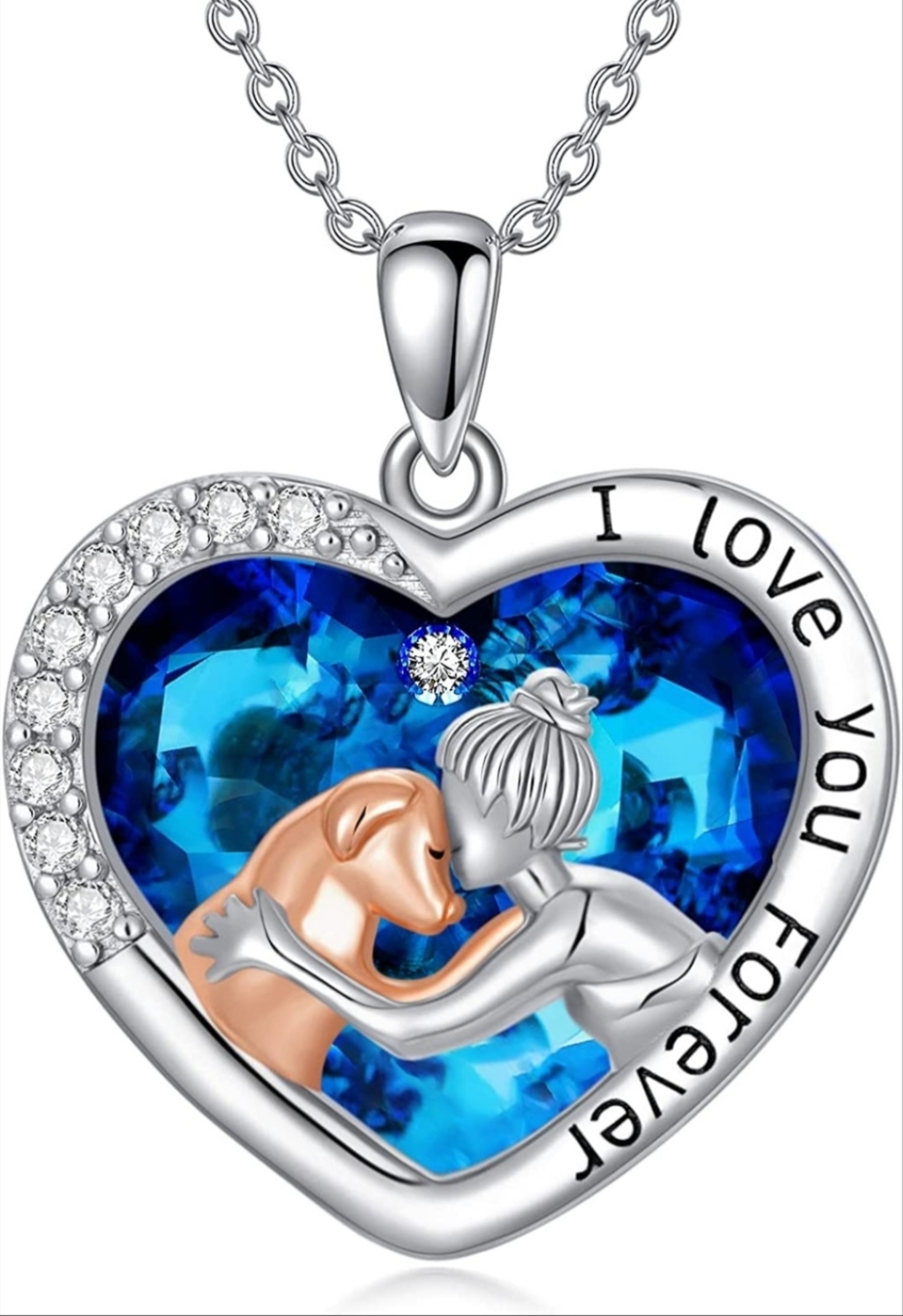 Vousez - Collar Mujer Perro Cristal Corazón Plata 925